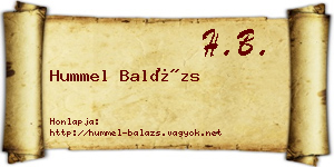 Hummel Balázs névjegykártya