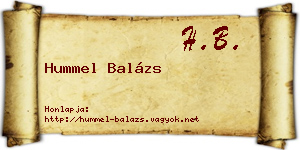 Hummel Balázs névjegykártya